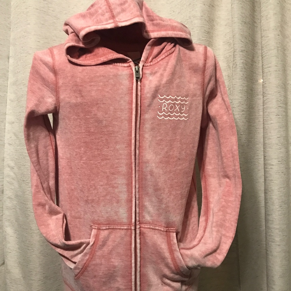 Distressed red Roxy full zip sweater
